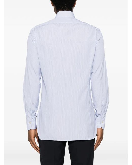 Kiton White Striped Cotton Shirt for men