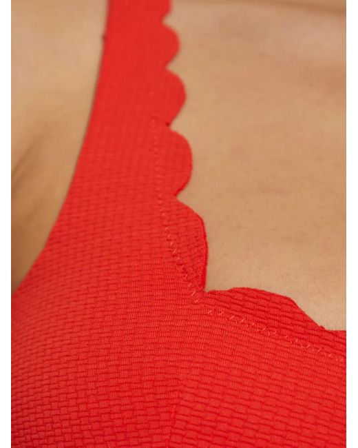 Marysia Swim Red Mini Palm Springs Scallop-Edge Bikini Top
