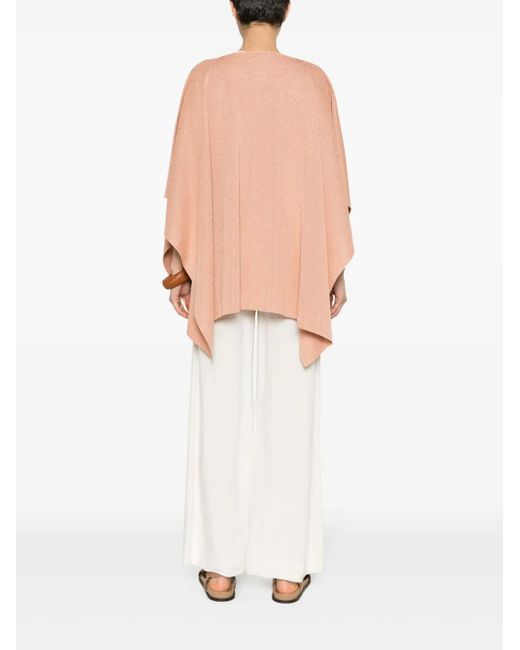 Fabiana Filippi Pink Metallic-Threading Knitted Poncho