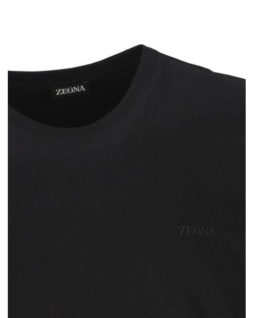 Zegna Black Logo-Embroidered T-Shirt for men