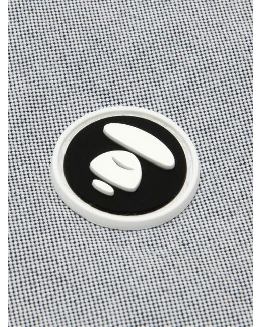 Aape By A Bathing Ape Gray Logo-Embroidered Button-Down Shirt for men