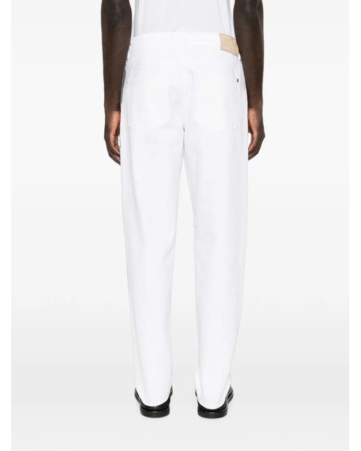 Canali White Button-Fastening Straight-Leg Jeans for men