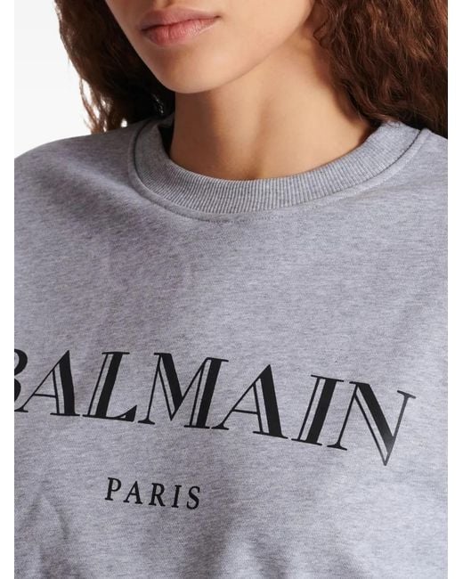 Balmain Blue Printed Crew-Neck Sweatshirt