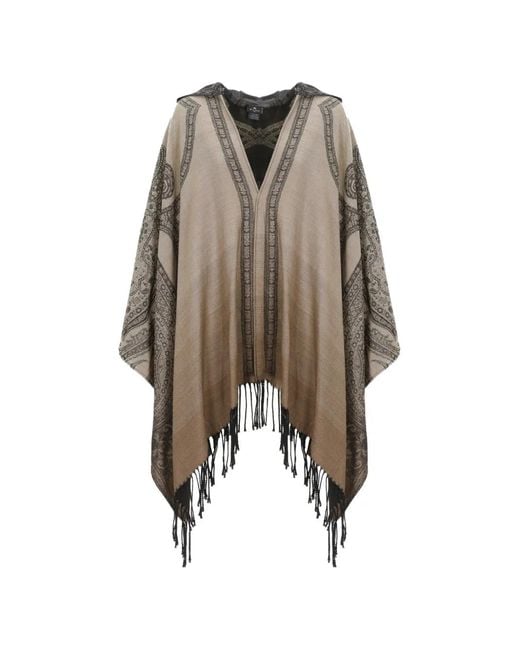 Etro Natural Paisley-Pattern Fringed Cape