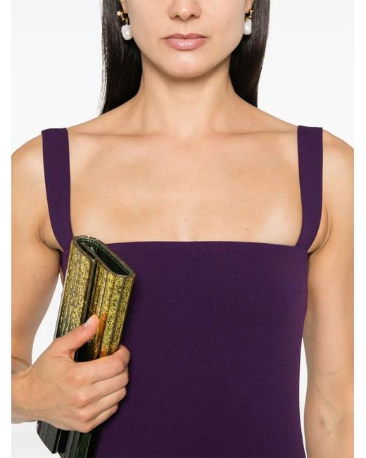 Blanca Vita Purple Crepe-Texture Maxi Dress