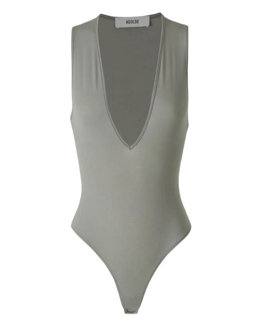 Agolde Gray Sleeveless Bodysuit