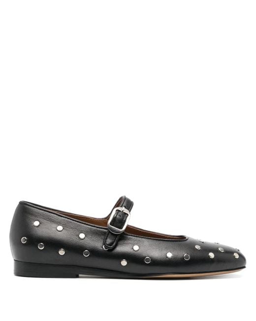 Le Monde Beryl Black Mary Jane Studded Ballerina Shoes