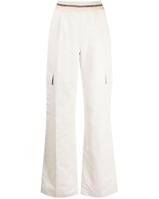 Helmut Lang Logo-waistband Pleated Cargo Trousers in het White
