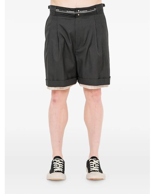 ANDERSSON BELL Black Pinstriped Layered Shorts for men
