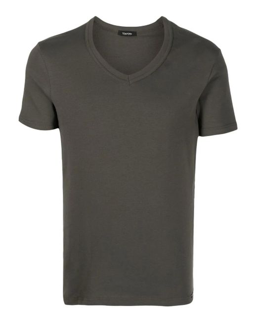 Tom Ford Gray V-Neck Short-Sleeve T-Shirt for men