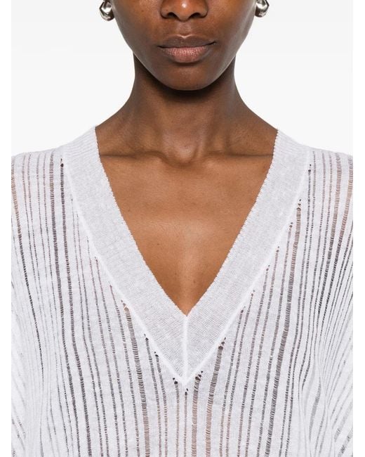 Uma Wang White V-Neck Knitted Top