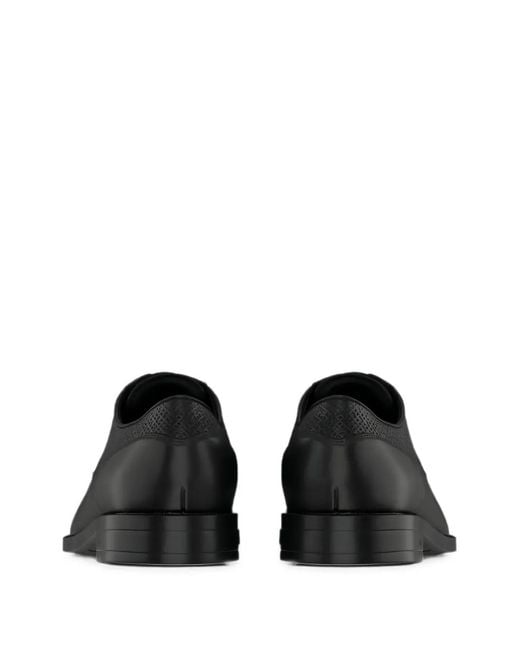 Boss Black Micro-Pattern Leather Derby Shoes for men