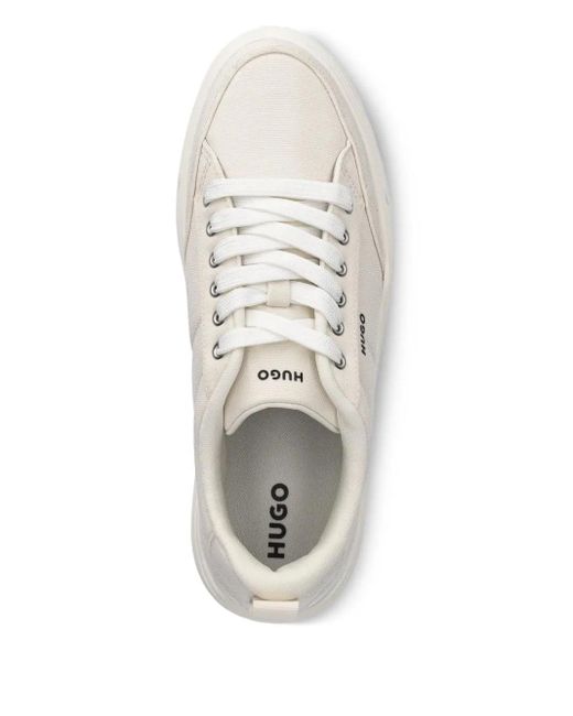 HUGO White Logo-Embellished Platform Sneakers