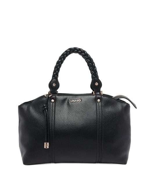 Liu Jo Black Braided-Handle Satchel Bag