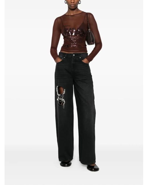 Area Black Crystal-Embellished Jeans