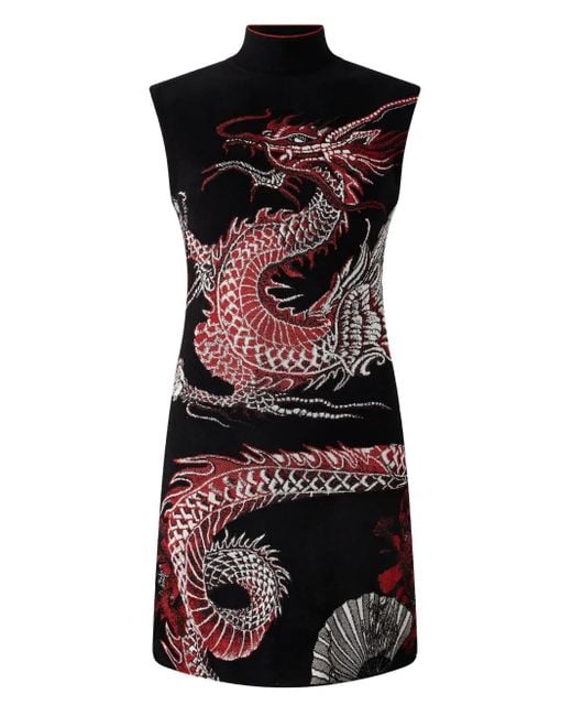 Abito Corto A Fiori di Roberto Cavalli in Black