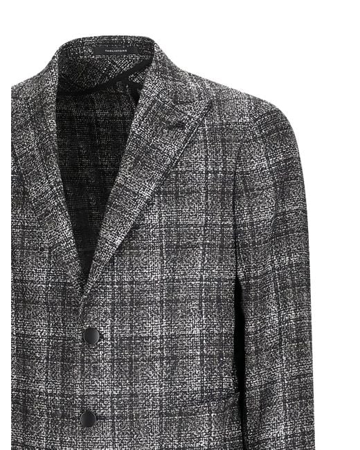 Tagliatore Black Checked-Pattern Two-Button Blazer for men