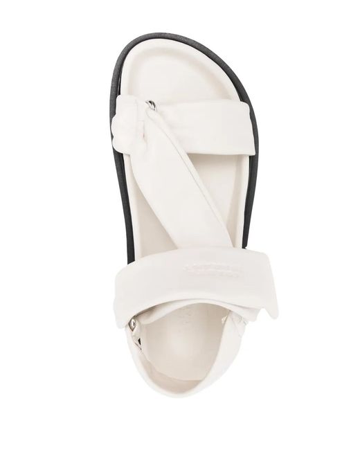 Isabel Marant White Naori Debossed-Logo Leather Sandals