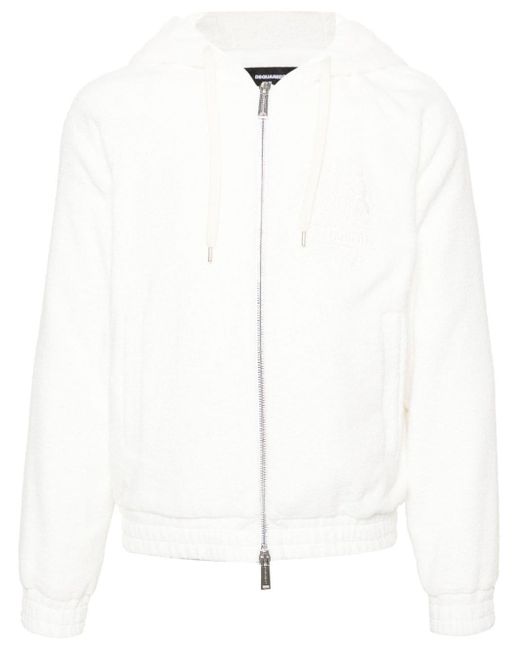 DSquared² White Logo-embroidered Terry-cloth Jacket for men
