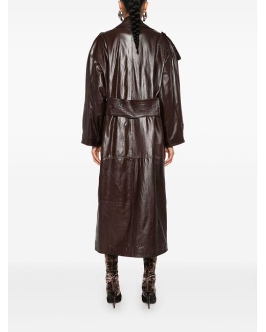 Salvatore Santoro Brown Leather Trench Coat