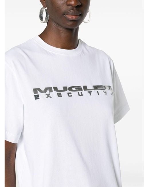 T-shirt Executive à logo imprimé Mugler en coloris White