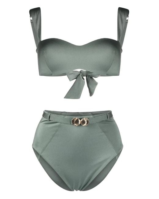 Noire Swimwear Green Seashell-Charm Bikini Set
