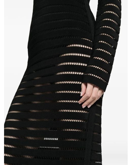 David Koma Black V-Neck Openwork Maxi Dress