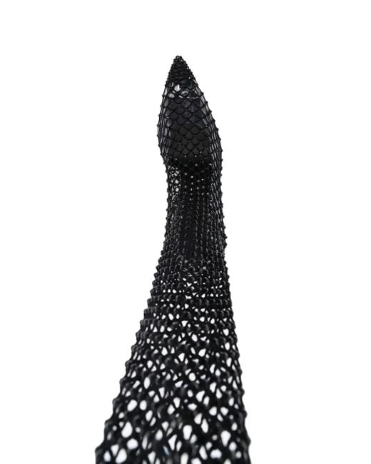 Le Silla White Gilda Fishnet Thigh-High Boots