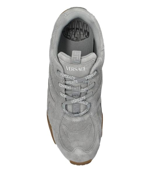 Versace Gray Galaxia Suede Sneakers for men