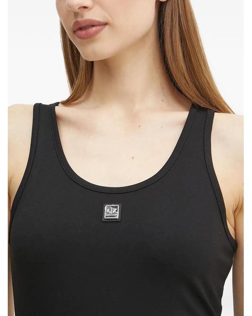ARMANI EXCHANGE Black Logo-Plaque Tank Top
