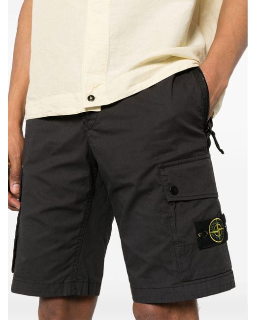 Stone Island Black Compass-badge Cargo Shorts for men