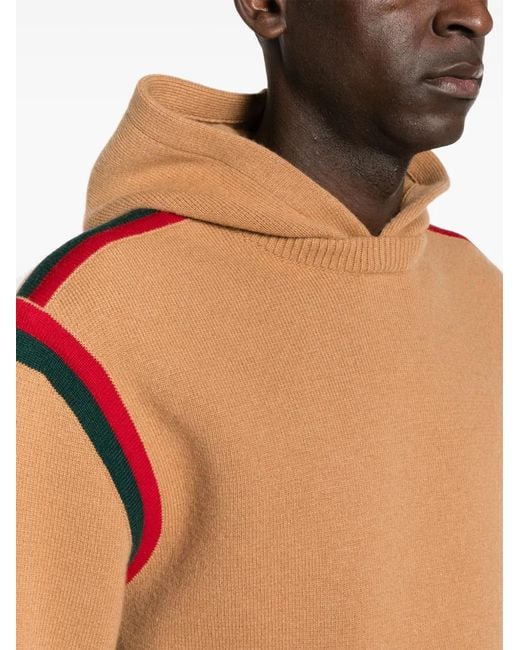 Gucci Brown Wool Knitted Hooded Sweatshirt for men