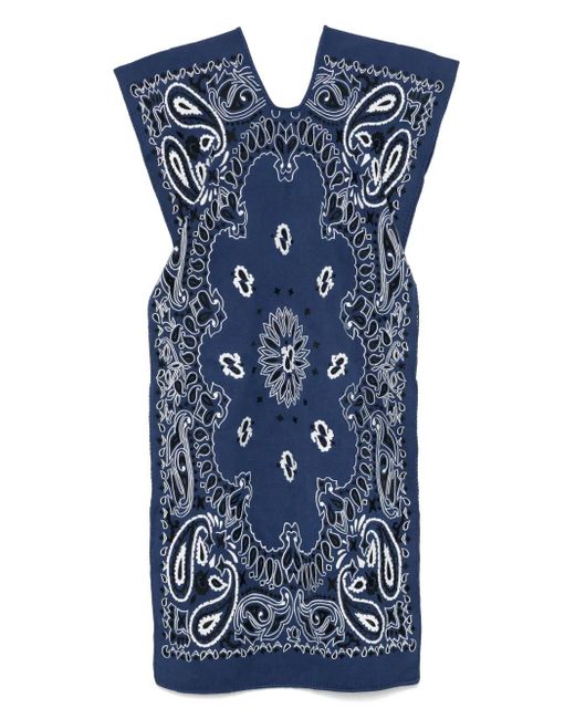 Pippa Holt Blue Bandana-Print Midi Dress