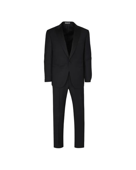 Corneliani Black Peak-Lapel Single-Breasted Suit for men