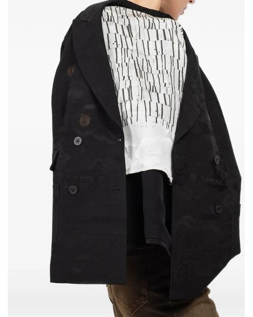 Ibrigu Black Double-Breasted Button Blazer