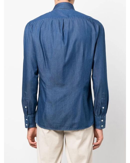 Brunello Cucinelli Blue Denim Shirt for men