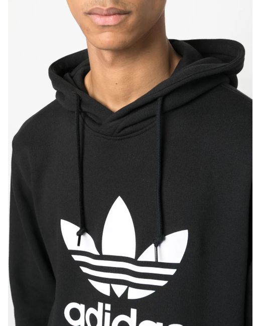 Adidas Black Logo-Print Cotton Hoodie for men