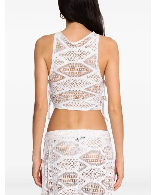 Amir Slama White X Jade Picon Knitted Tie Tank Top