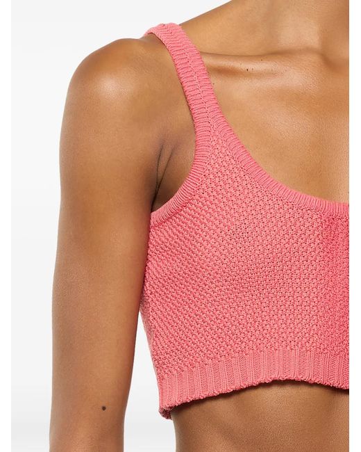 Laneus Pink Knitted Cropped Top