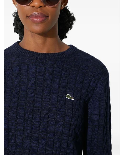Lacoste Blue Cable-Knit Logo Sweater