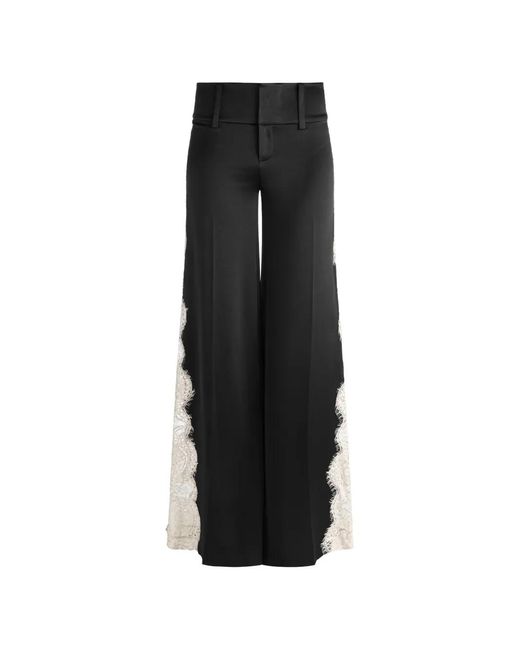 Alice + Olivia Black Olivia Lace-Panelled Wide-Leg Trousers