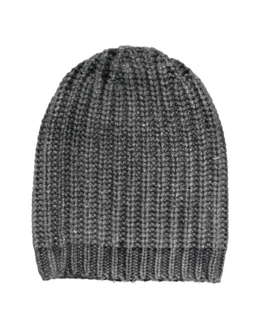 Avant Toi Gray Gerippte Beanie Mit Metallic-Garn