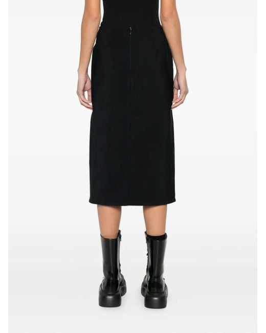 Plan C Black Cut-Out Midi Skirt