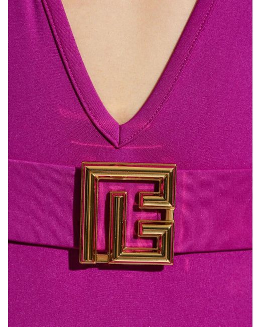 Balmain Pink Badeanzug Mit Gürtel