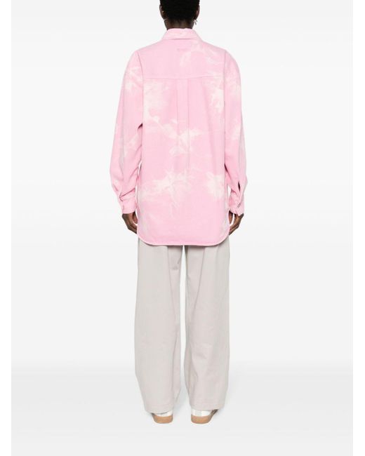 Camisa vaquera con efecto lavado MSGM de color Pink