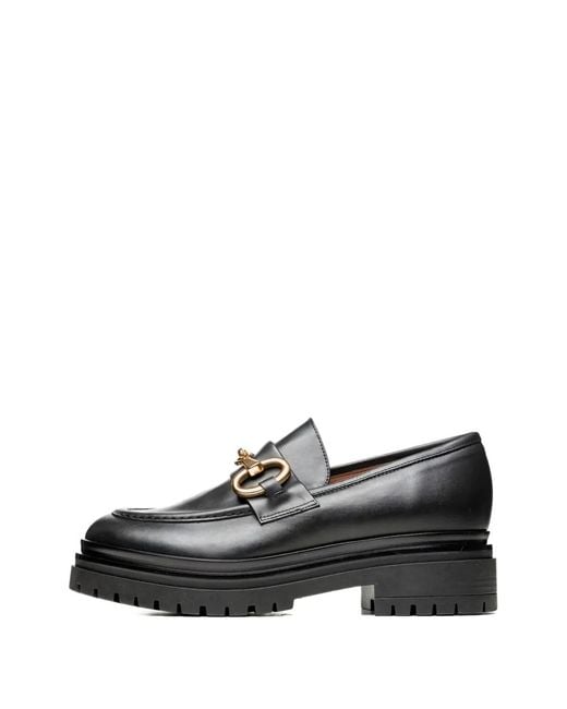 Poche Paris Black Horsebit Lug-Sole Loafers