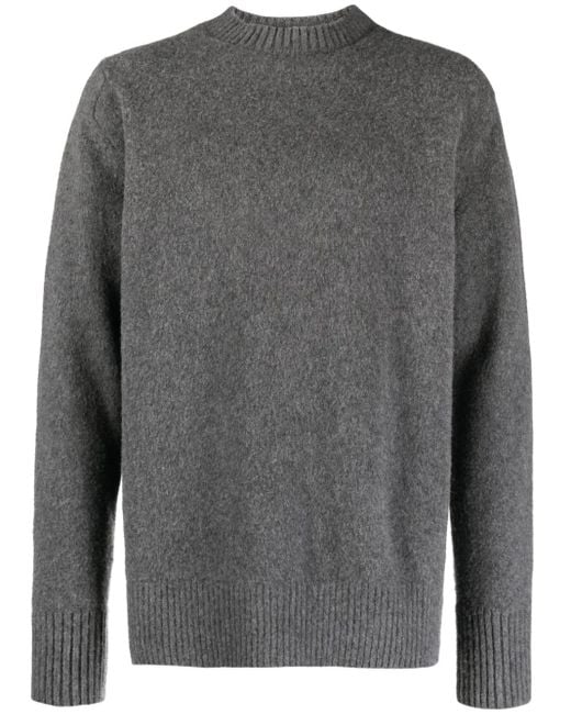 OAMC Gray Logo Intarsia-Knit Wool Jumper for men