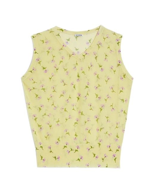Jil Sander Yellow Printed Vest