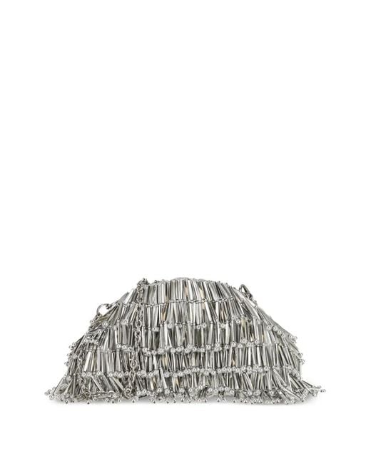 Cult Gaia White Nano Jaala Beaded Clutch Bag