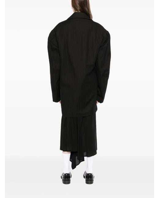 Yohji Yamamoto Black Button Textured Jacket
